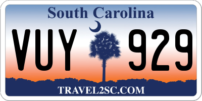 SC license plate VUY929