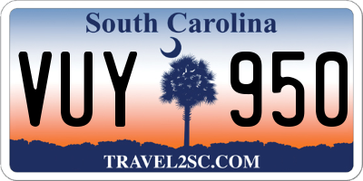 SC license plate VUY950