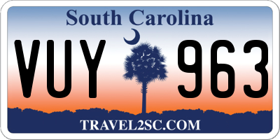SC license plate VUY963