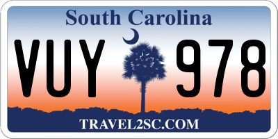 SC license plate VUY978