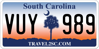 SC license plate VUY989