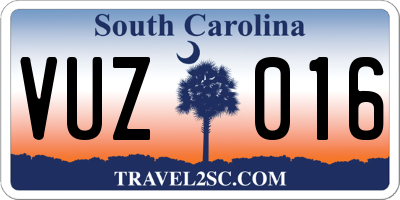 SC license plate VUZ016