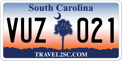 SC license plate VUZ021