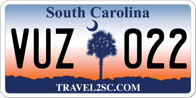 SC license plate VUZ022