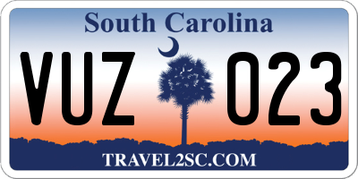 SC license plate VUZ023