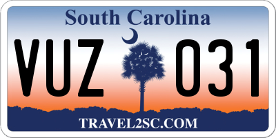 SC license plate VUZ031