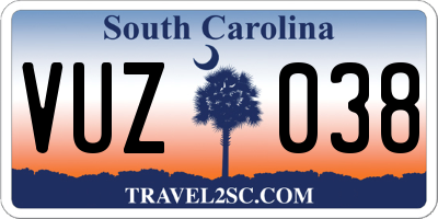 SC license plate VUZ038