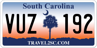 SC license plate VUZ192