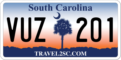 SC license plate VUZ201