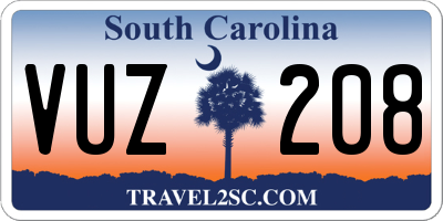 SC license plate VUZ208