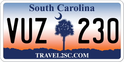 SC license plate VUZ230