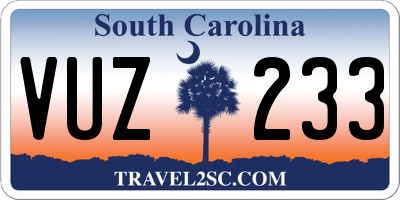 SC license plate VUZ233