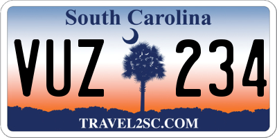 SC license plate VUZ234