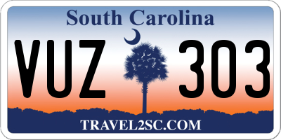SC license plate VUZ303