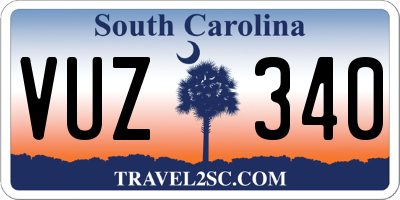 SC license plate VUZ340
