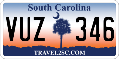 SC license plate VUZ346