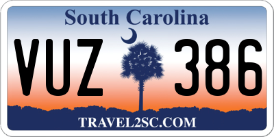 SC license plate VUZ386