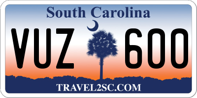 SC license plate VUZ600