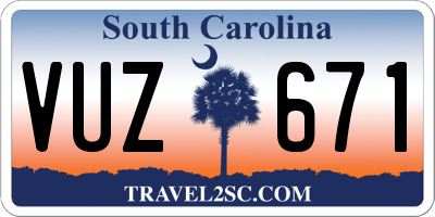 SC license plate VUZ671