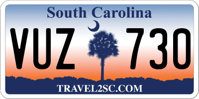 SC license plate VUZ730