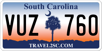SC license plate VUZ760