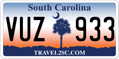 SC license plate VUZ933