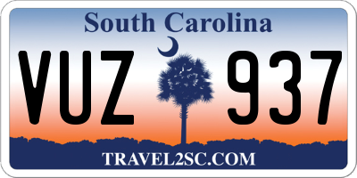 SC license plate VUZ937
