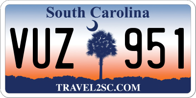 SC license plate VUZ951