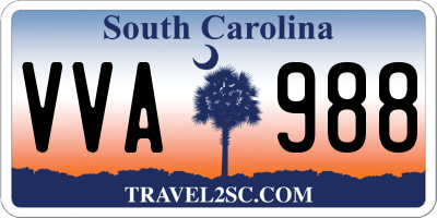 SC license plate VVA988