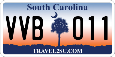 SC license plate VVB011