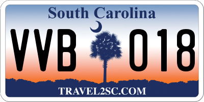 SC license plate VVB018