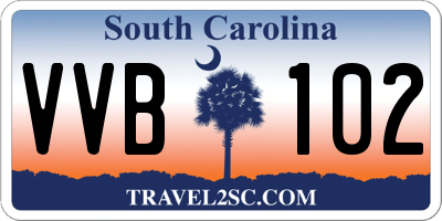 SC license plate VVB102