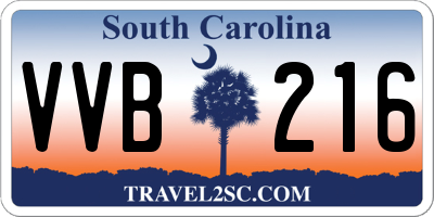 SC license plate VVB216