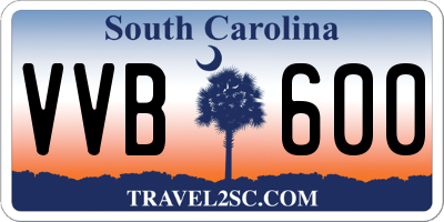 SC license plate VVB600