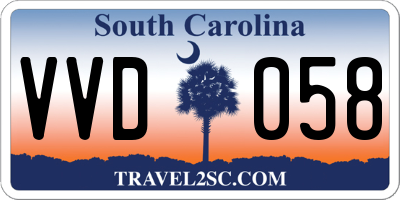 SC license plate VVD058