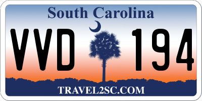 SC license plate VVD194