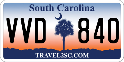 SC license plate VVD840