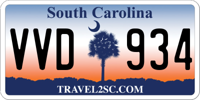 SC license plate VVD934