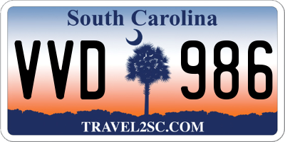 SC license plate VVD986