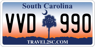 SC license plate VVD990