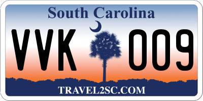 SC license plate VVK009