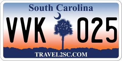 SC license plate VVK025