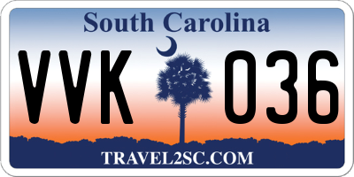 SC license plate VVK036