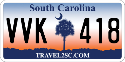 SC license plate VVK418