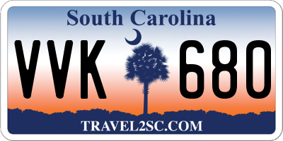 SC license plate VVK680