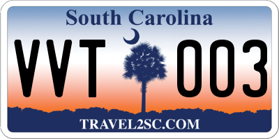 SC license plate VVT003