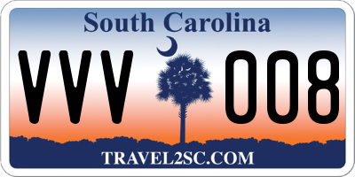 SC license plate VVV008