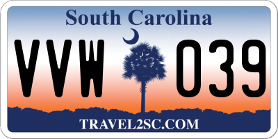 SC license plate VVW039