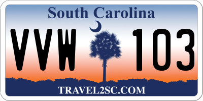 SC license plate VVW103