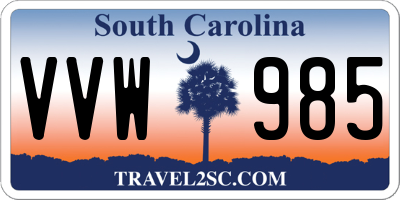 SC license plate VVW985